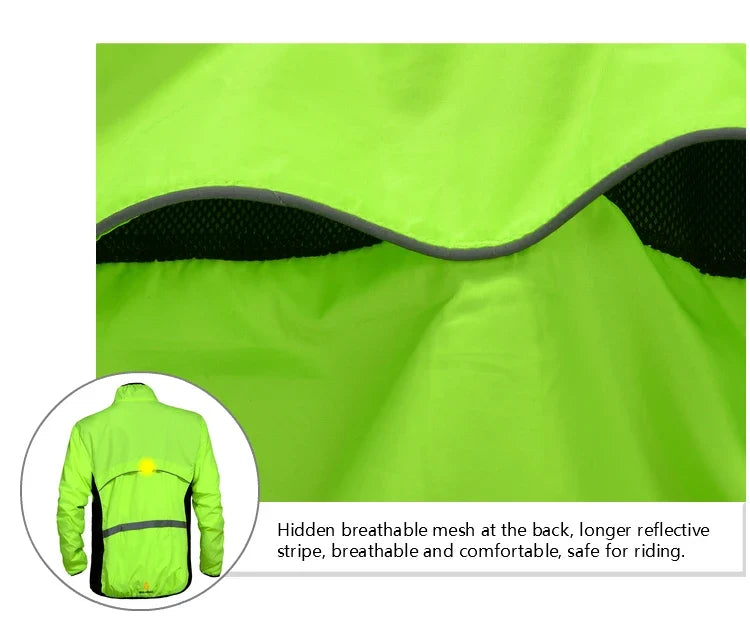 Men Windproof Water-repellent Reflective Cycling Jacket MTB Bicycle Long Sleeve Windbreaker Bike Coat Jersey
