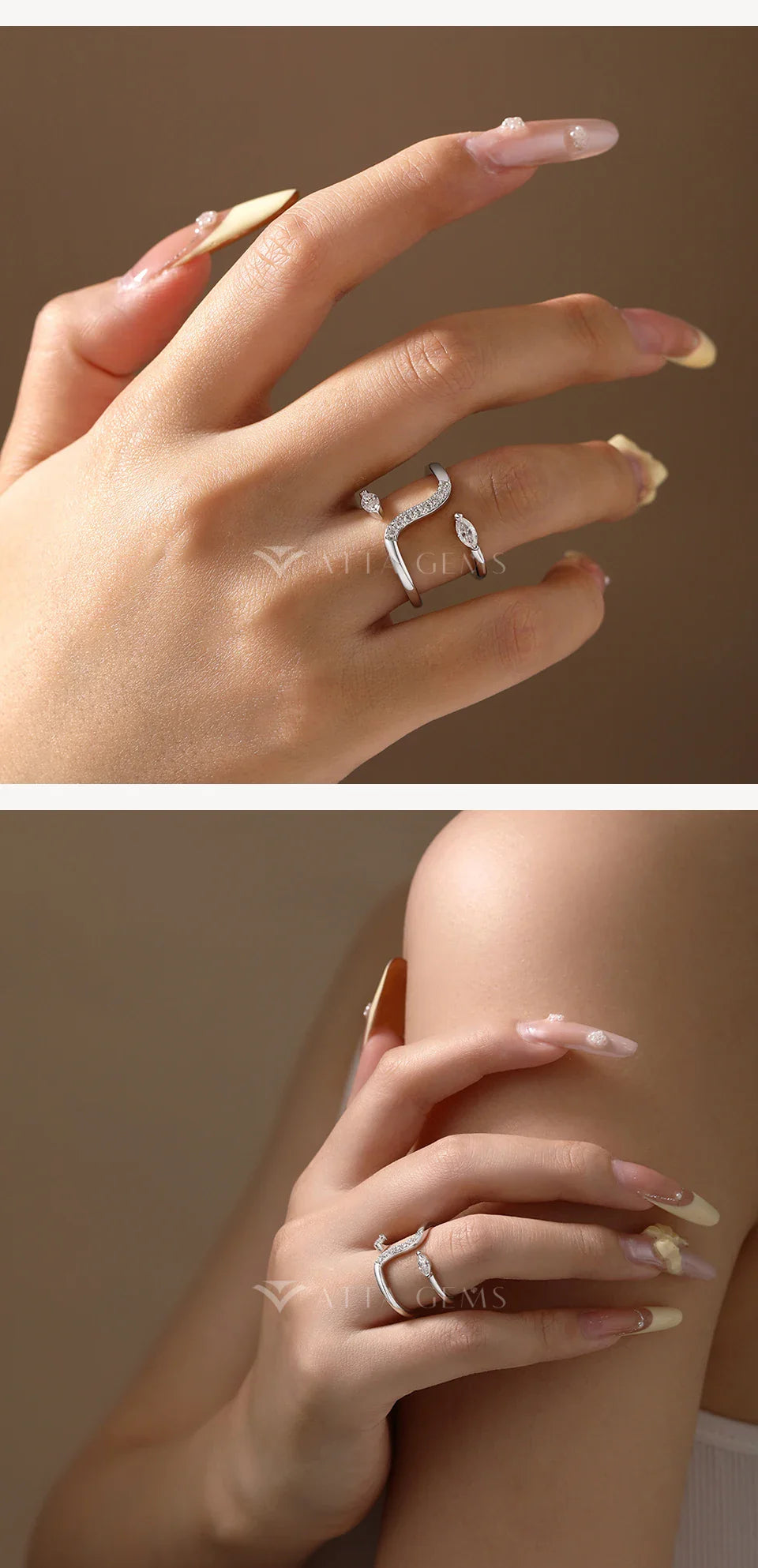 Exquisite Full Moissanite Ring D VVS1 Double Snake Shape for Woman Men S925 Sterling Sliver Birthday Gift Party Jewelry