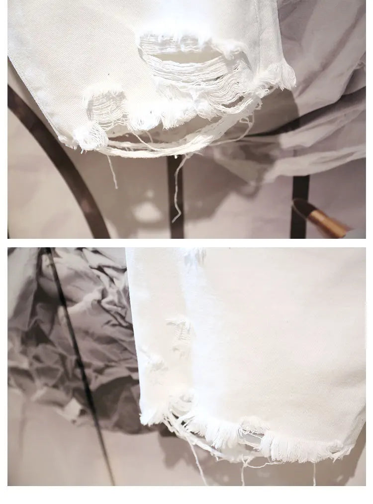 Fashion Cropped Men's Tattered Ripped Shorts