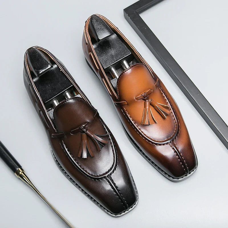 Fashion Shoe Office Shoes for Men Casual Shoes Breathable Leather Loafers Mens Driving Moccasins Comfortable Slip on 2023 Brown