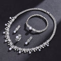 2023 New Cubic zirconia Pearl Necklace Earrings Set of 4 Women's Wedding Party All Zircon Dubai Bridal Jewelry Set Gift