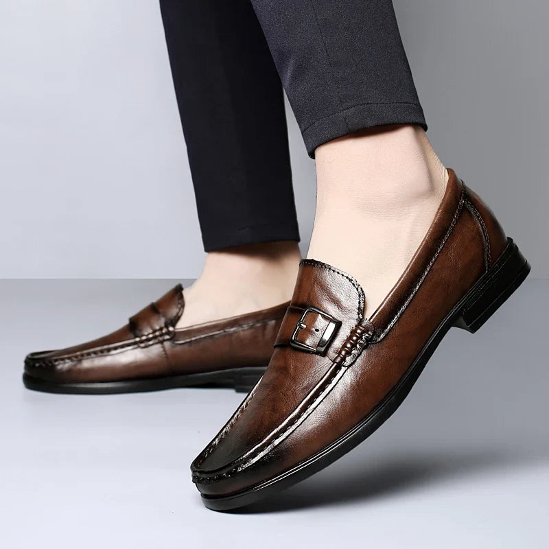 High Quality Men's Genuine Leather Loafers Handmade Casual Shoes Moccasins Slip on Walking Flats Versatile Male Business Shoes