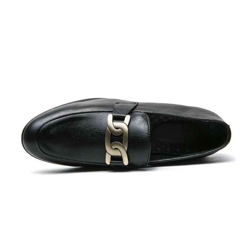 Italian Fashion Leather Shoes Moccasins For Men Casual Man Shoe Business Male Formal Pointed Fashion Wedding Black Skin