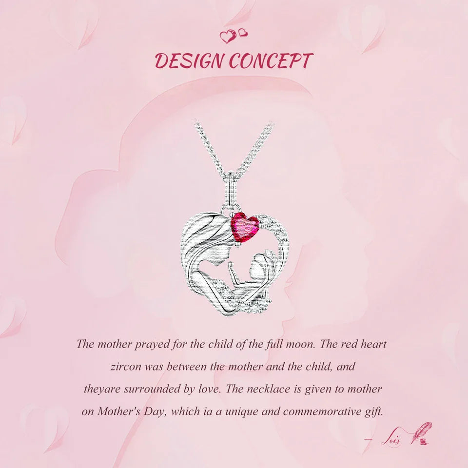 925 Sterling Silver Mother and Child Pendant Necklace for Women Mother's Day Birthday Fine Jewelry Gift BSN323