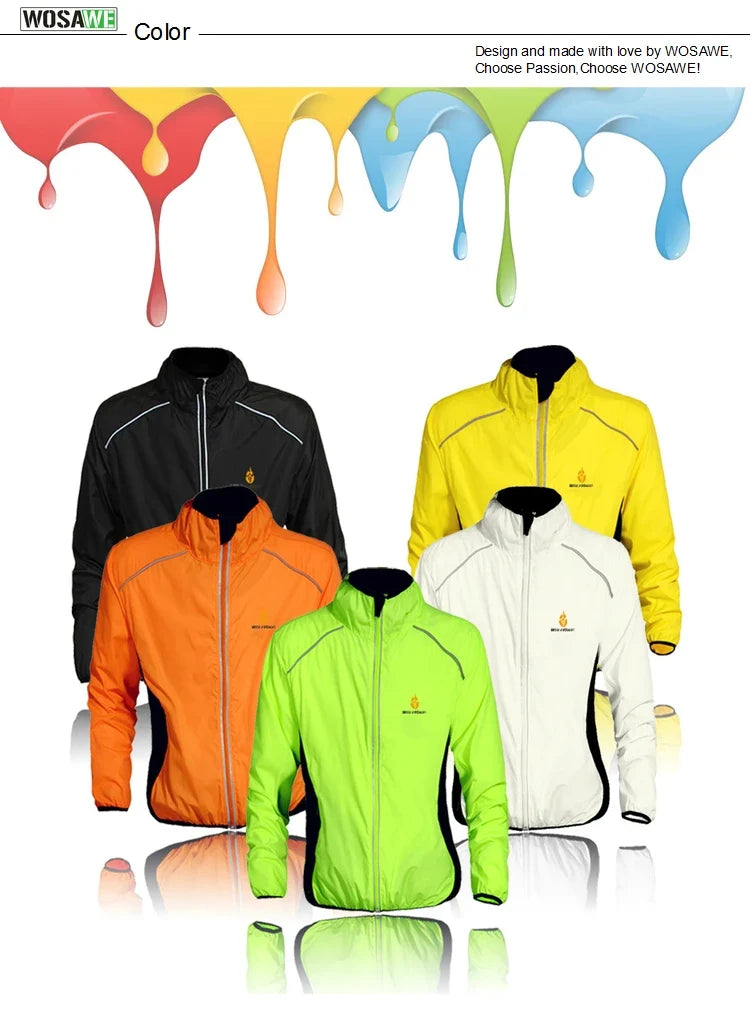 Men Windproof Water-repellent Reflective Cycling Jacket MTB Bicycle Long Sleeve Windbreaker Bike Coat Jersey