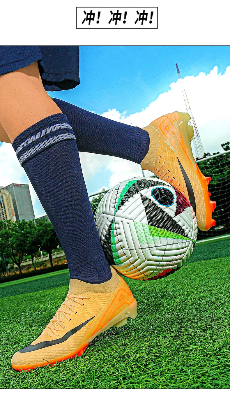 High Top Men Soccer Cleats Professional Football Shoes AG/TF Studs Anti Slip Training Sneaker Comfortable Breathable Adult Match