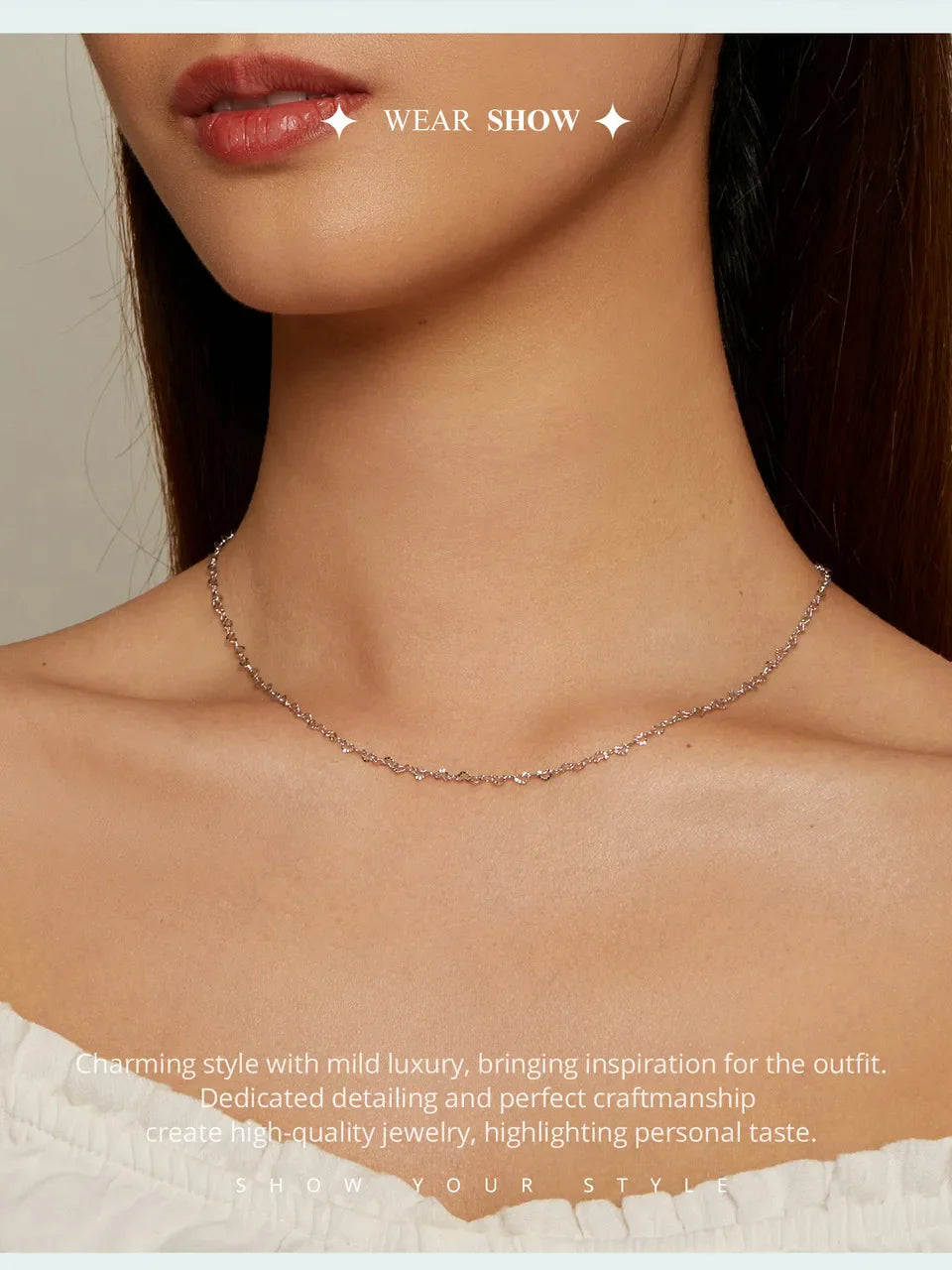 Real 925 Sterling Silver Trendy Heart-Shaped Basic Chain Link Lobster Clasp Adjustable Necklace for Women