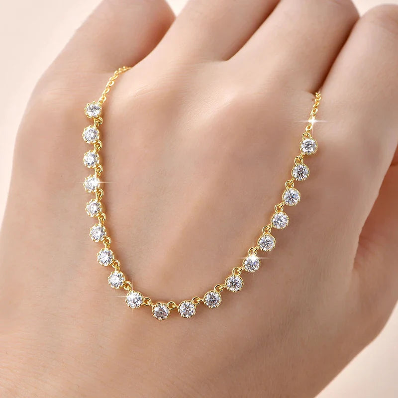 Sparkling 3MM Moissanite Bubble-Style Necklace 14K Gold Filled Choker Necklace for Women Wedding Jewelry Accessories