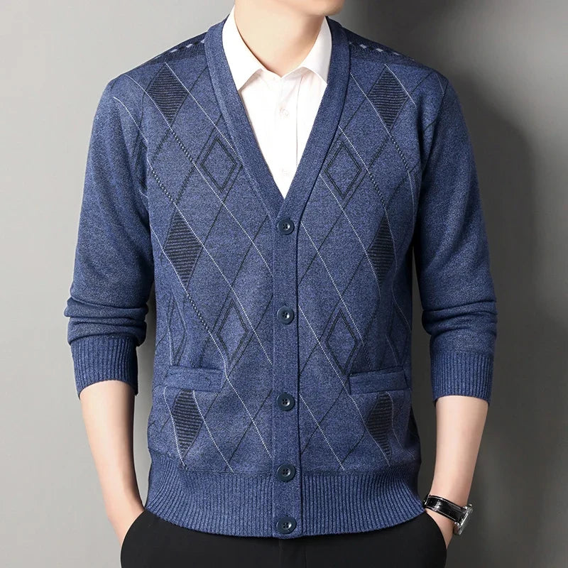 Vintage Men Knitted Sweaters Cadigan Men's Casual Fashion Button Up Cardigans Jackets Autumn Winter Jumper Coat