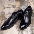 Men's Korean Style Business Casual Leather Shoes with Invisible Height Increase Versatile Pointed Toe British Style Trendy Shoes