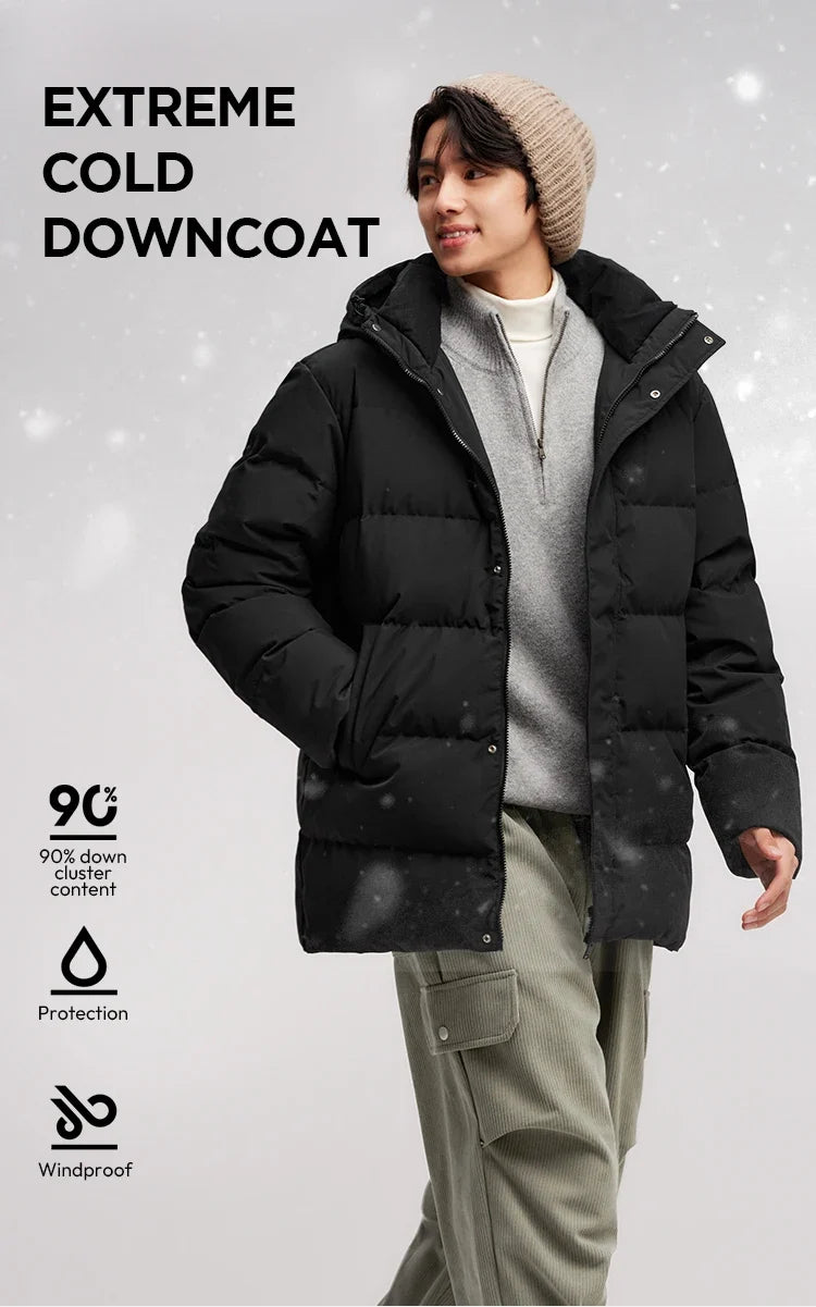 Down Jacket Men 2026 Winter New Hooded Mid-Length Thick Versatile Coat