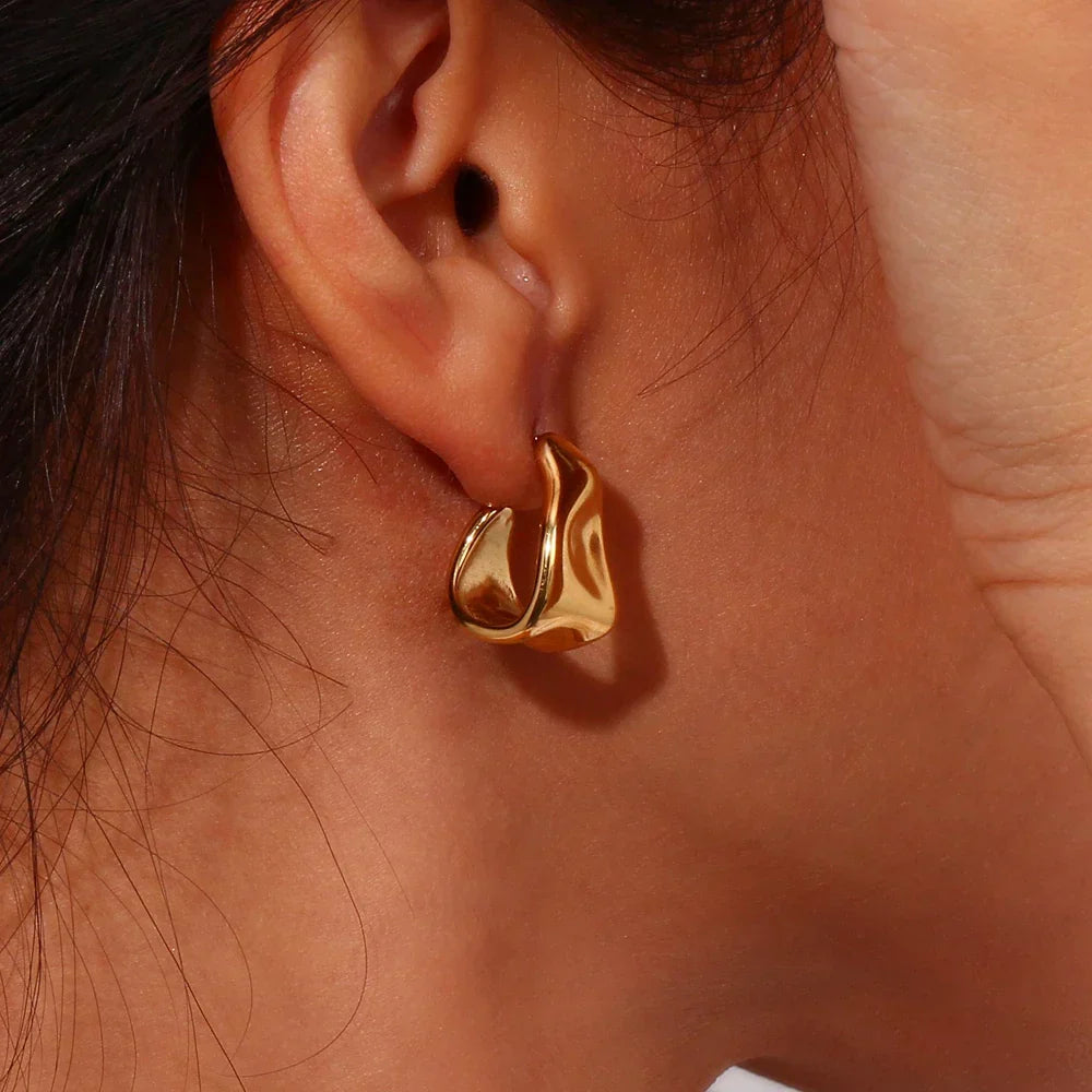 Hot-Selling Geometric Trapezoid Shape Creole Stainless Steel Earrings For Woman Unusual Earrings Women's Ear Creoles