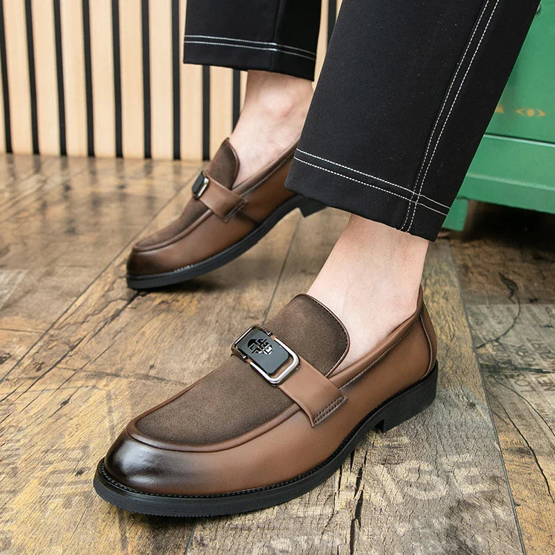 Brand High-quality Brown Loafers for Men Soft Comfortable Men's anti suede Formal Shoes Thick Soled Casual Leather Shoes Mo-2928