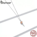 Sterling Silver 925 Graceful Rose Pendant Necklace for Women Chain Necklaces Plated platinum Jewelry BSN190