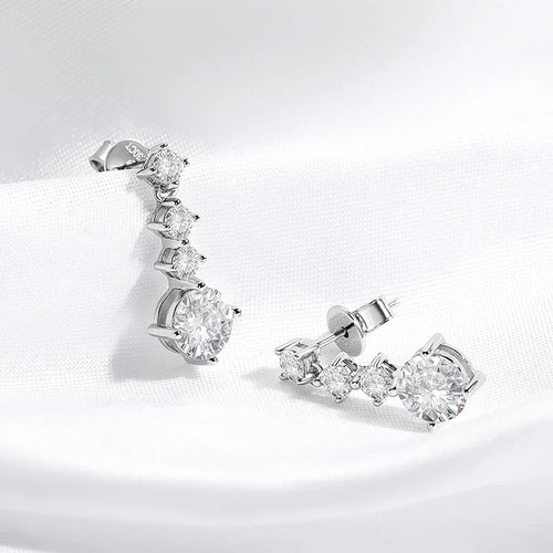 2.6CTTW D Color Certified Moissanite Drop Earrings for Women Four Claws Classic Wedding Jewelry 100% 925 Sterling Silver