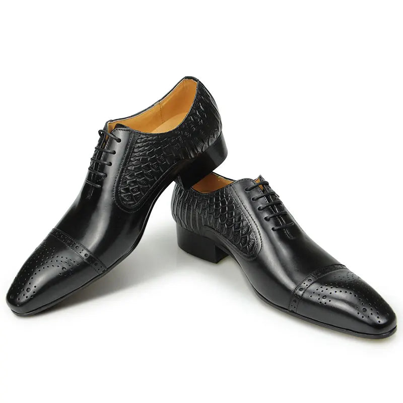 Newest High-end Leather Shoes Dress Oxford Brogue Wedding Party Formal Shoe for Men Lace Up Luxury Fashion Leather Metal Buckle