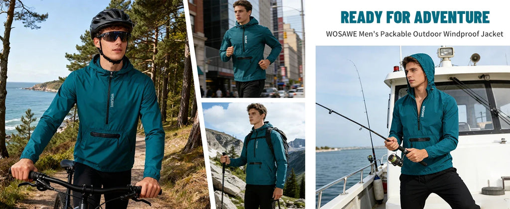 Men's Cycling Jacket Windbreaker Hooded Jacket Bike Wind Cutter Vest Windproof Short Winds Cycling Rainproof Jacket