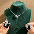 Marquise Cut Moissanite Jewelry Set For Women Lab Diamond Lariat Pendant Necklace Stud Earring Wedding Ring With Certificate