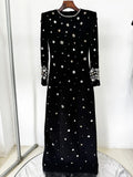 Newest Fashion 2026 Designer Party Vestido Women's Formal Long Sleeve Luxurious Beaded Long Maxi Dress