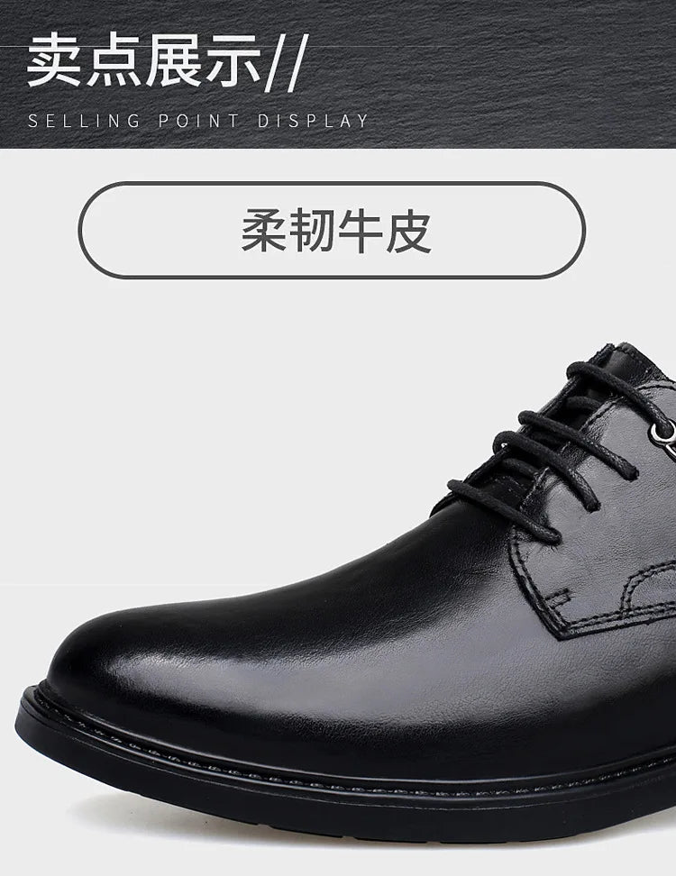 Leather Casual Elevator Shoes for Men 10cm Invisible Height Increase Casual Sneakers Business Formal Shoes