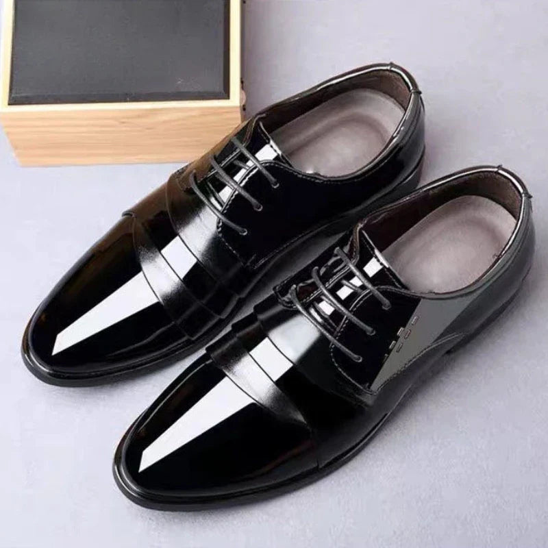 Men's Spring Casual Leather Shoes Business Formal Footwear Fashion Versatile Lace-up Dress Shoes for Youth