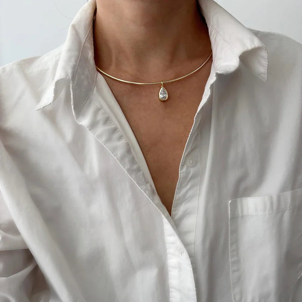 Certified 3carat Waterdrop Moissanite Omega Collar Necklace S925 Silver Bezel Set Solitaire Pear Cut Diamond Pendant for Women