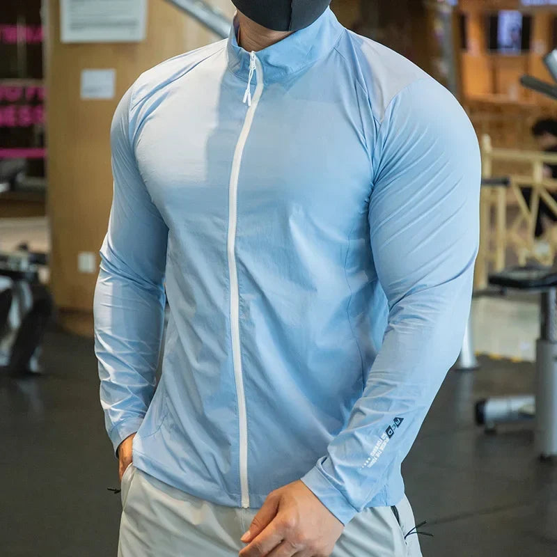 Men's Running Training Elastic Coat Outerwear Gym Tights Jacket Outdoor Cycling Sweatshirt Dry Fit Breathable Compression Tops
