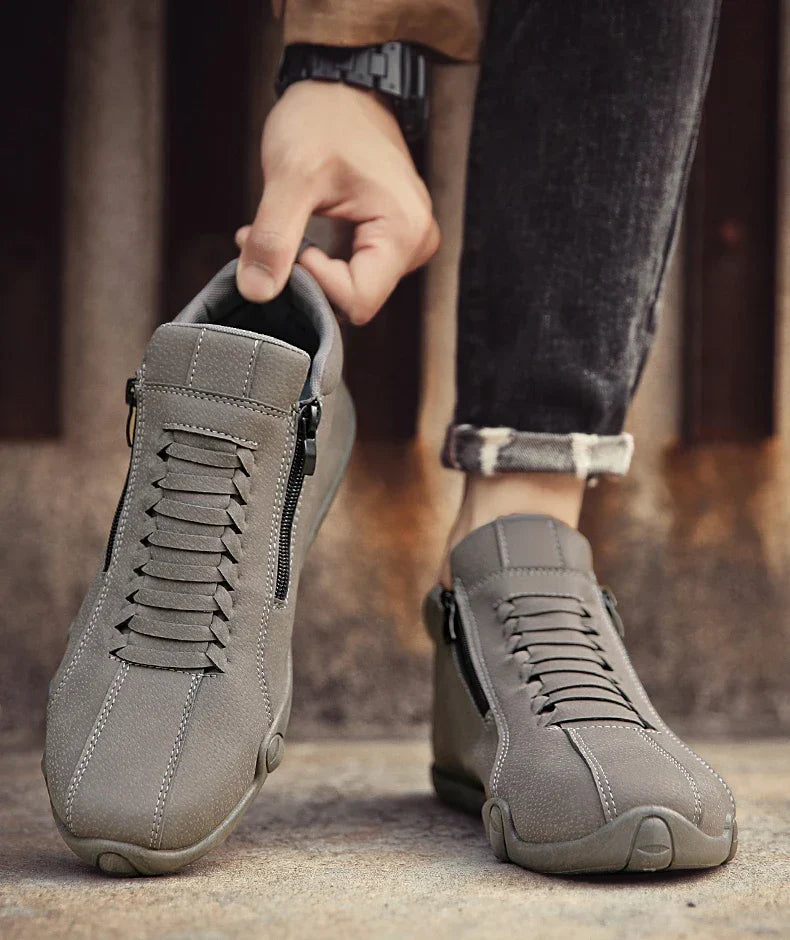 Men's Casual Shoes Side Zipper Short Boots Versatile Flat Bottom Trendy Fashionable Men's Shoes Suitable for Outdoor Sports