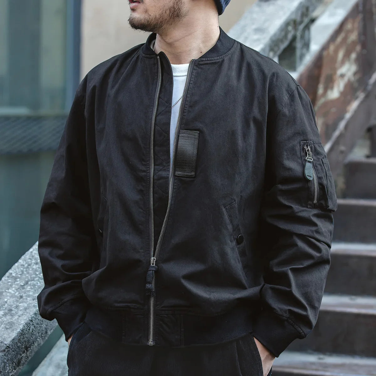 Maden Retro MA1 Bomber Flight Jackets Green Windproof Pilot Jacket Casual Motorcycle Baseball Coat for Men's Spring and Autumn