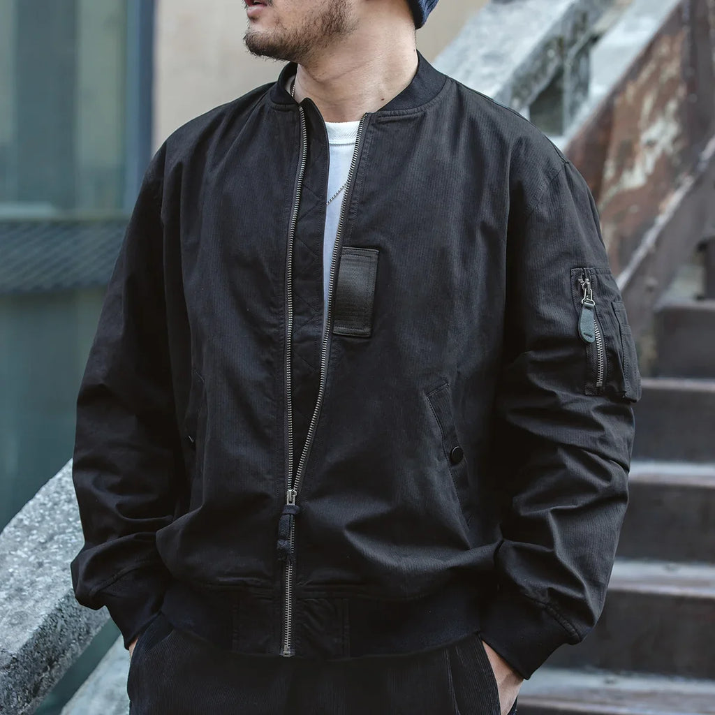 Retro MA1 Bomber Flight Jackets Green Windproof Pilot Jacket Casual Motorcycle Baseball Coat for Men's Spring and Autumn