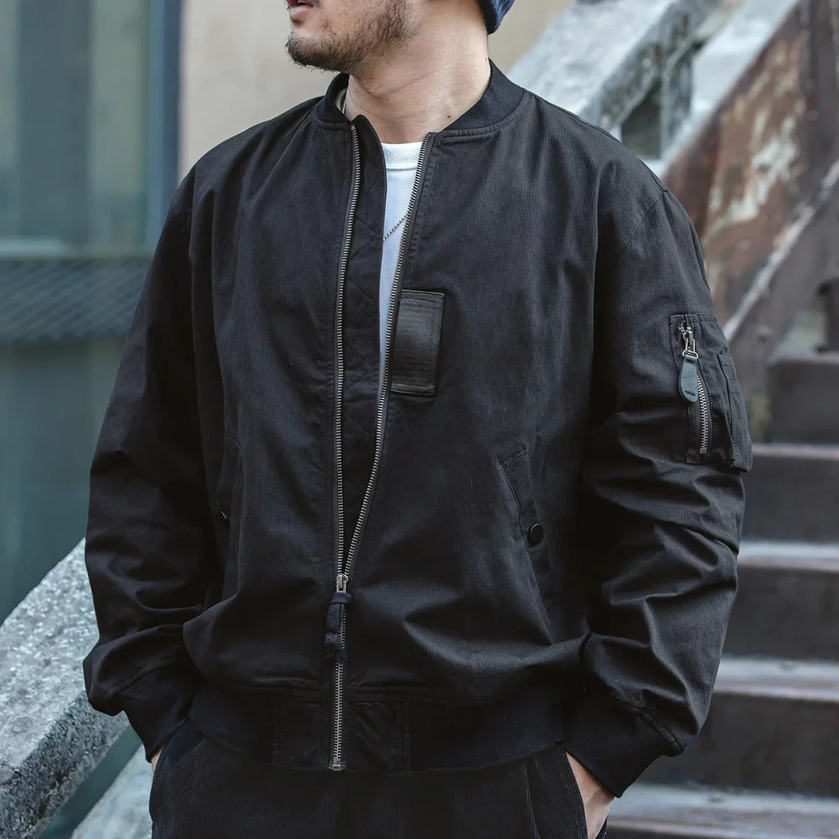 Retro MA1 Bomber Flight Jackets Green Windproof Pilot Jacket Casual Motorcycle Baseball Coat for Men's Spring and Autumn