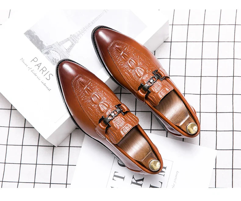 New Dress Leather Lofers Men Classic Casual Business Shoes For Men Social Party Leather Shoes Slip On Wedding Office Shoes Male