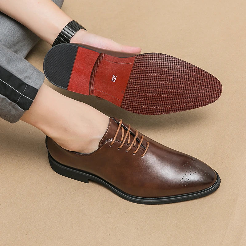 Men's Genuine Leather Dress Shoes Classic Oxford Soft Comfortable Lining Non-Slip Rubber Sole Business Office Formal Occasions