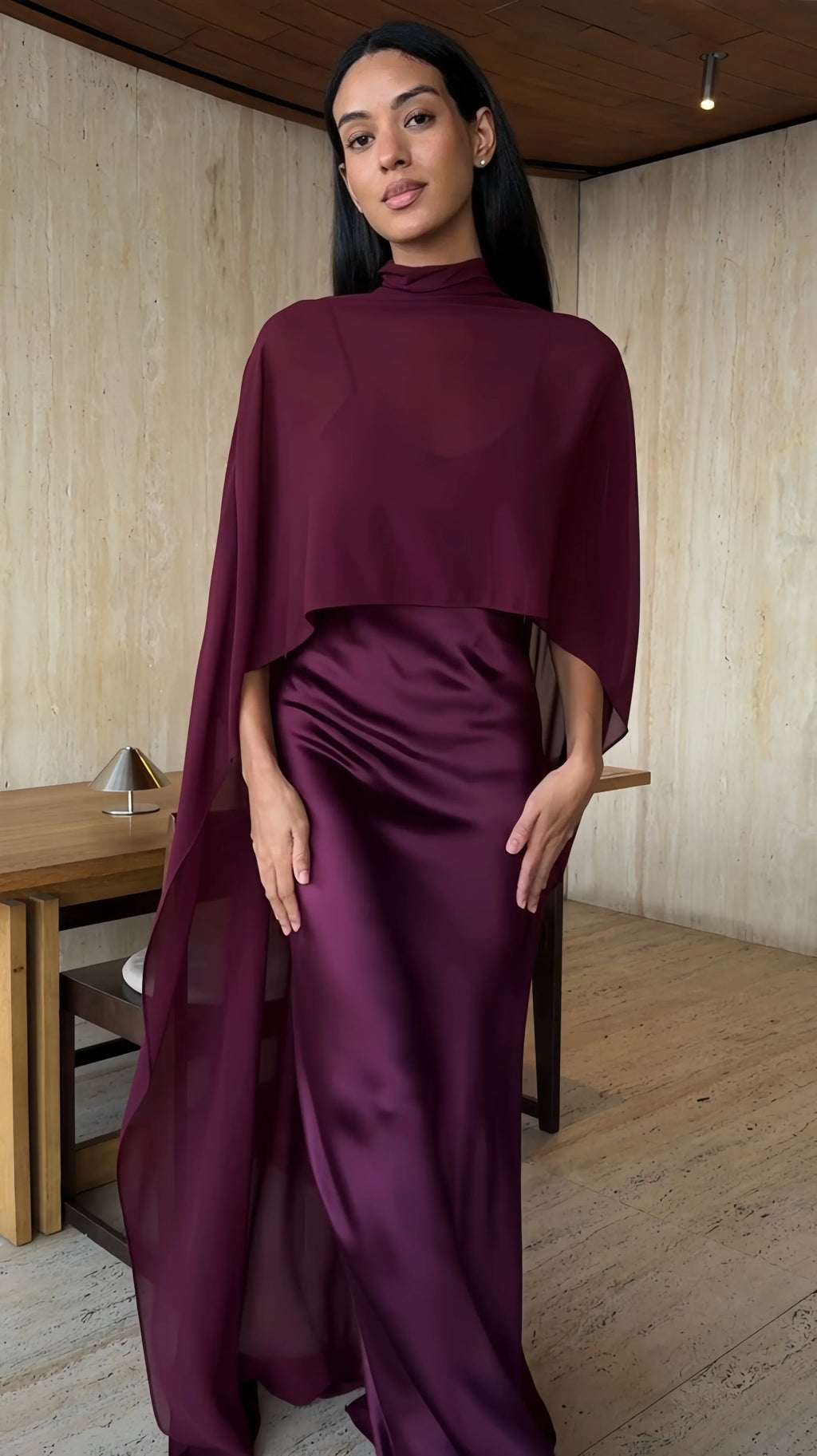 Simple White Chiffon Cape Maxi Dress Wedding Dress Beach Vacation Photoshoot Elegant Party Dresses Women's Formal Evening Gown