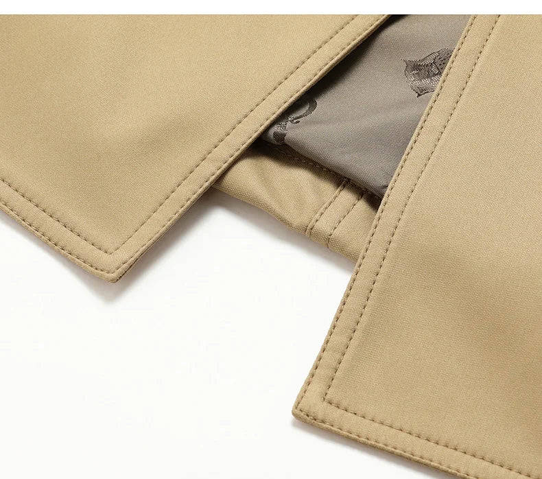 2024 Autumn New Men's Medium to Long Fashion Windbreaker Coat High Quality Double breasted British style Coat Series Belt Coat