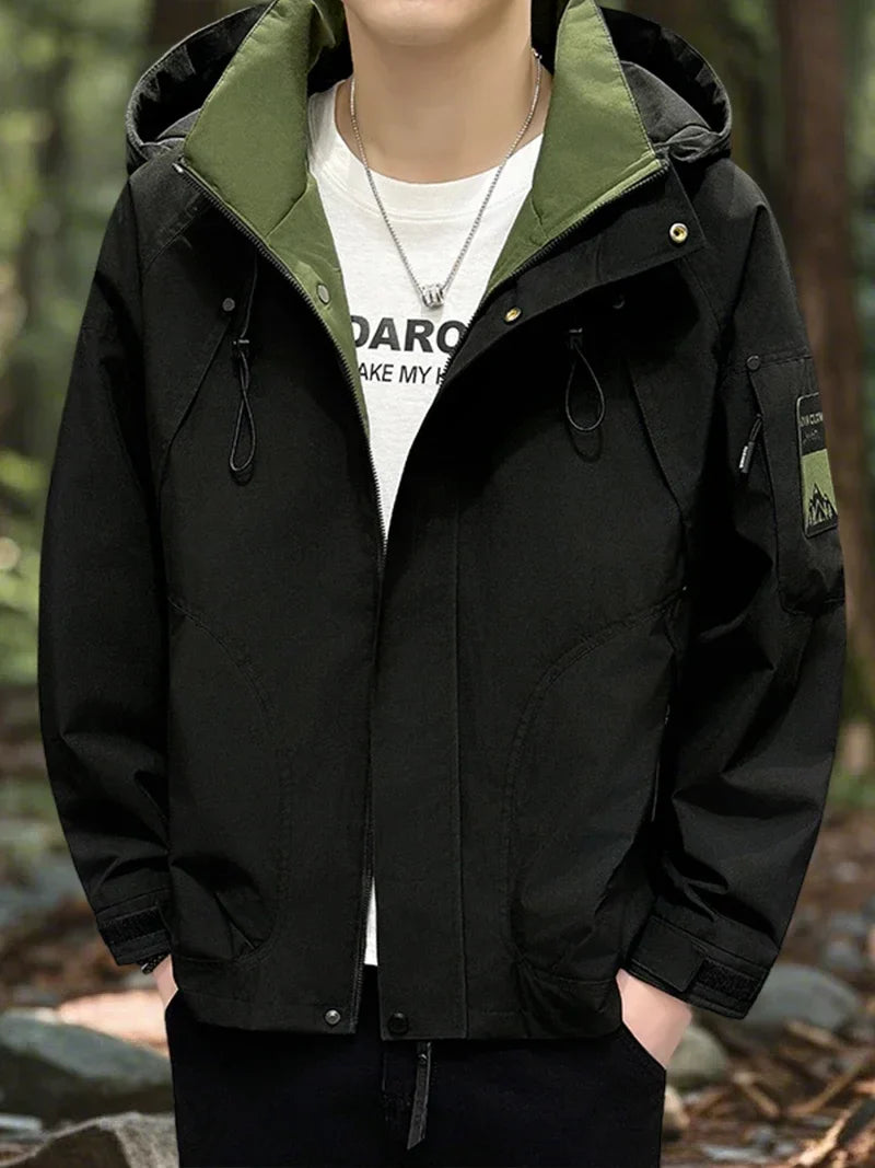 New Waterproof Jacket Men Outdoor Softshell Zip Up Hooded Jacket Windbreaker Hiking Camping Coat Lightweight Spring Autumn Coats