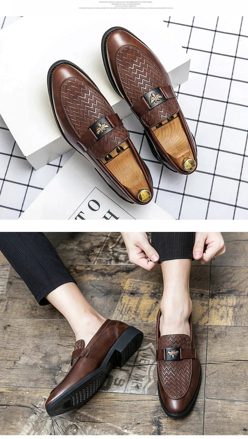 Men's Business Casual Shoes Autumn British Style Pointed Toe Formal Leather Shoes Easy to Wear Black Suit Wedding Shoes