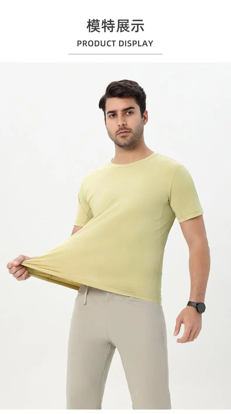 2026 Men Short Sleeves Running T-Shirts Quick Dry Sport T-Shirts Fitness Gym Running Shirts Breathable Round Collar Sportswear