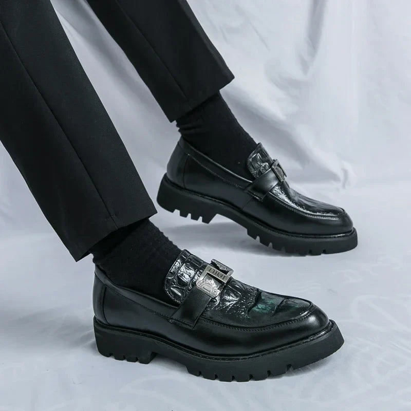 Mens Loafers Party Business Thick Soled Men Leather Shoes Dress Platform Shoes Comfortable Fashion New Casual Shoes for Men