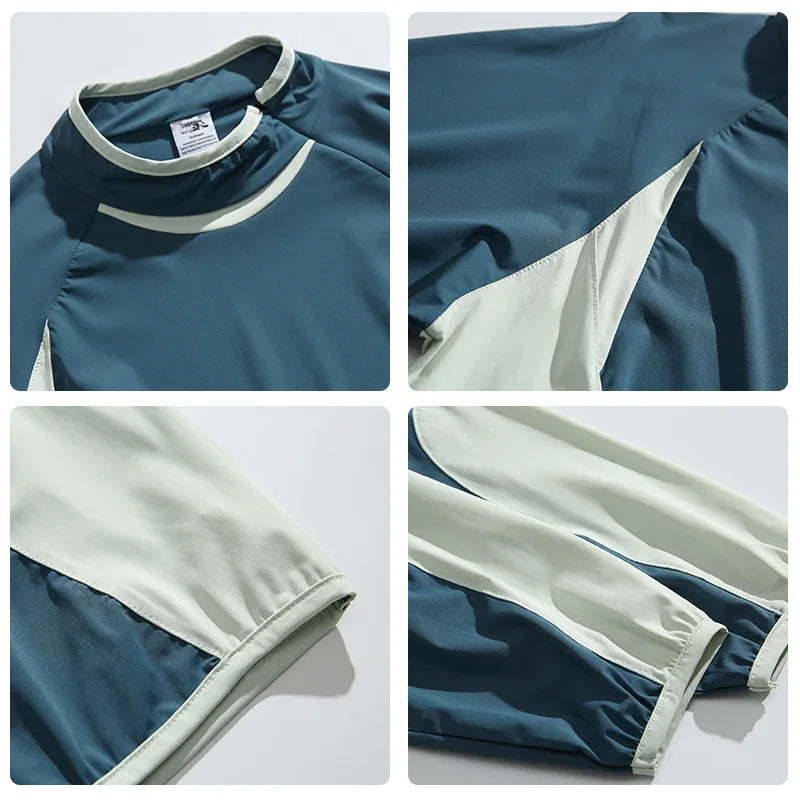 Spring New Arrival Techwear Color-Blocking Stand Collar Sweatshirt - American Designer Outdoor Sports Casual Loose Fit Top
