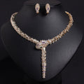 Fashion Micro Zircon Serpentine Snake Necklace And Earring Jewelry Set for Women Elegant Banquet High Spirit Accessory Combo