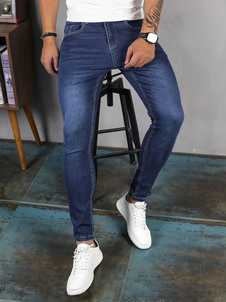 Y2k Pants Male Jeans Men Solid Color Multi Pockets Denim Pants