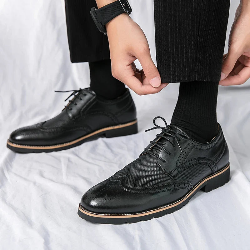Handmade Men’s Wingtip Oxford Shoes – Genuine Leather, Lace-Up, Brown/Black, EU 40–48