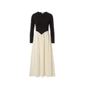 SS2026 Women Crinkle Dress Jersey Top Black Patchwork Apricot Elegant Lady Maxi Dress