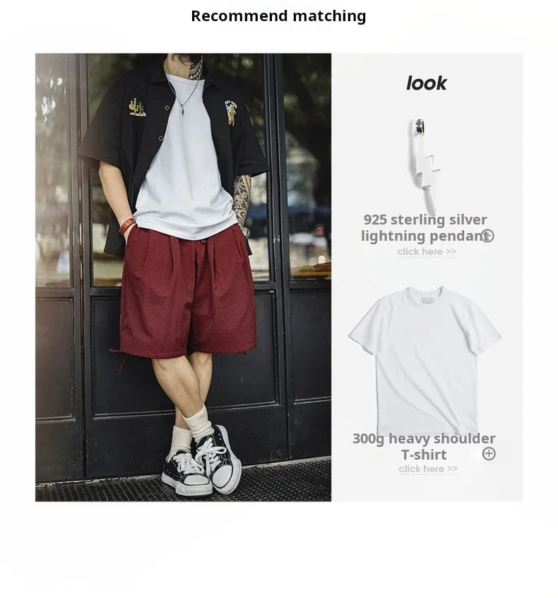 Casual Navajo Embroidered Shorts Loose Fit Beach Thin Pants with Elastic Waist Pockets Cargo Short for Men's Summer Bottom