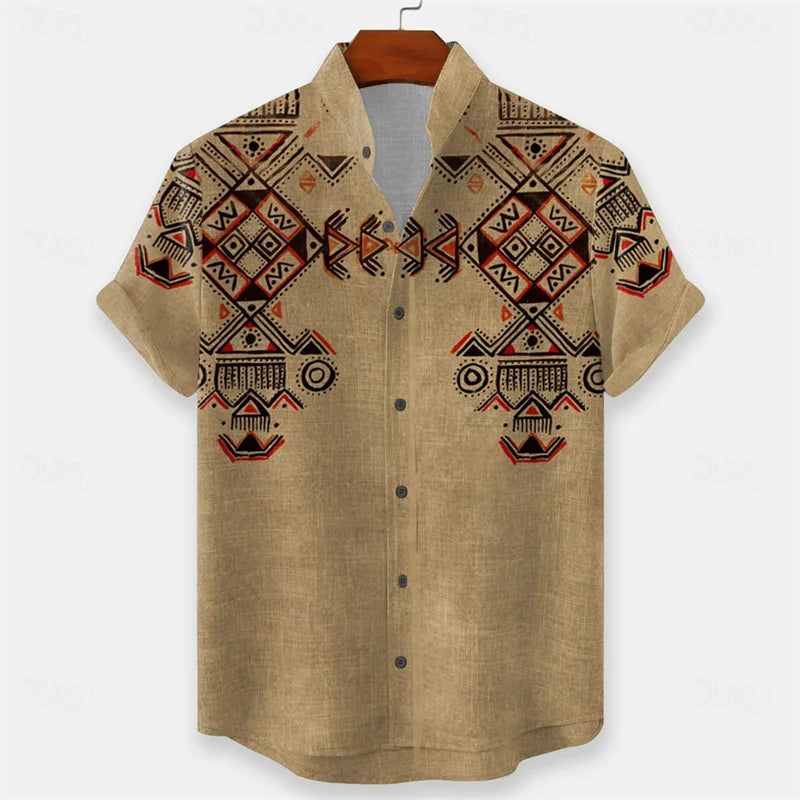 Men's Geometric Indian Ethnic Shirt Button Shirt