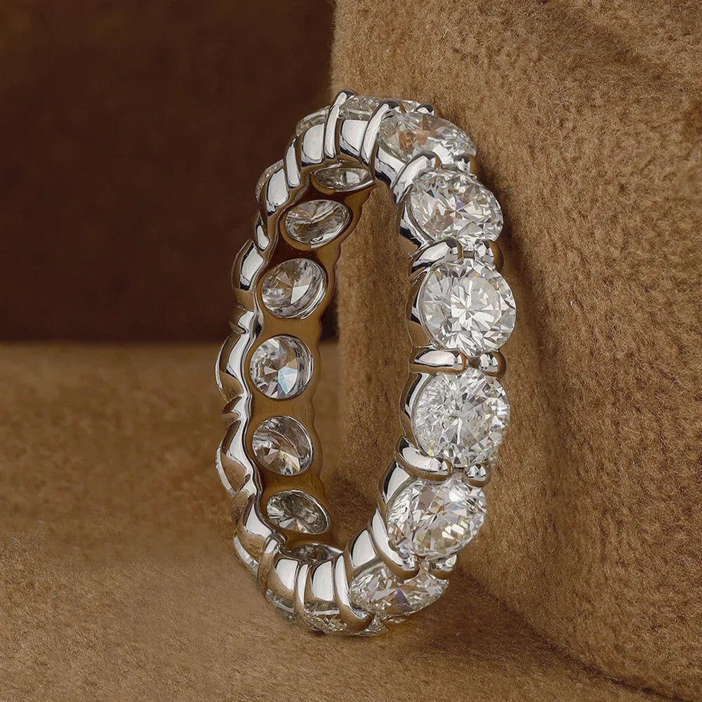 2/3/5mm Full Moissanite Eternity Ring for Women Engagement S925 Silver Rings Lab Diamond Wedding Band Classic Jewelry