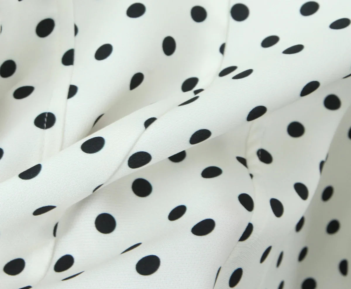 French Style Retro Polka Dot Deep V Halter Dress Women Sexy Backless A-line Slim Sweet Elegant Mini Dresses Summer Robe