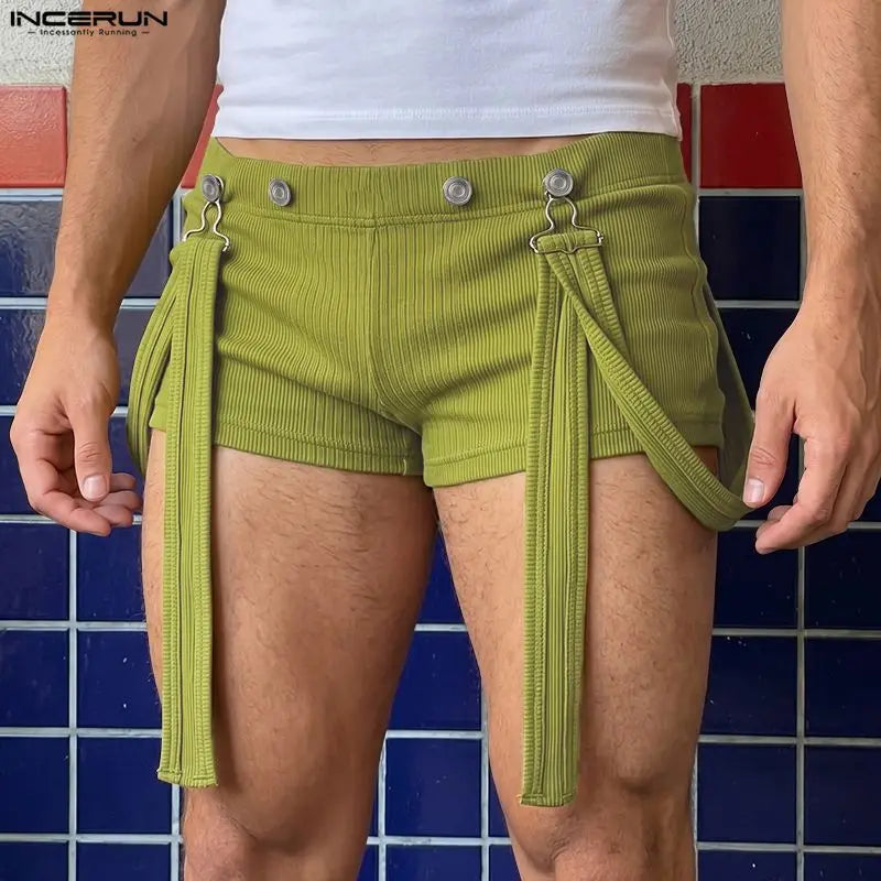 Men's Shorts Rompers Solid Summer 2026 Casual Straps Overalls For Man Playsuits Streetwear Fashion Men Bottoms Shorts