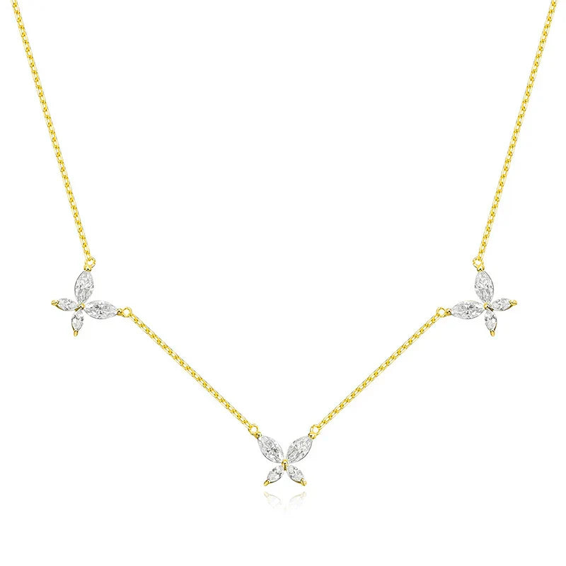 18K Plated Marquise Cut Moissanite Necklace Pendant for Women Girls Gift Lab Diamond Chain 925 Sterling Silver Jewelry